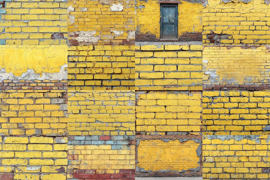 Faded Yellow Brick Wall - Brick Wall Photography Backdrops - Photoshop - Backgrounds - Master Overlay - Photo Editing - Yellow Backdrop