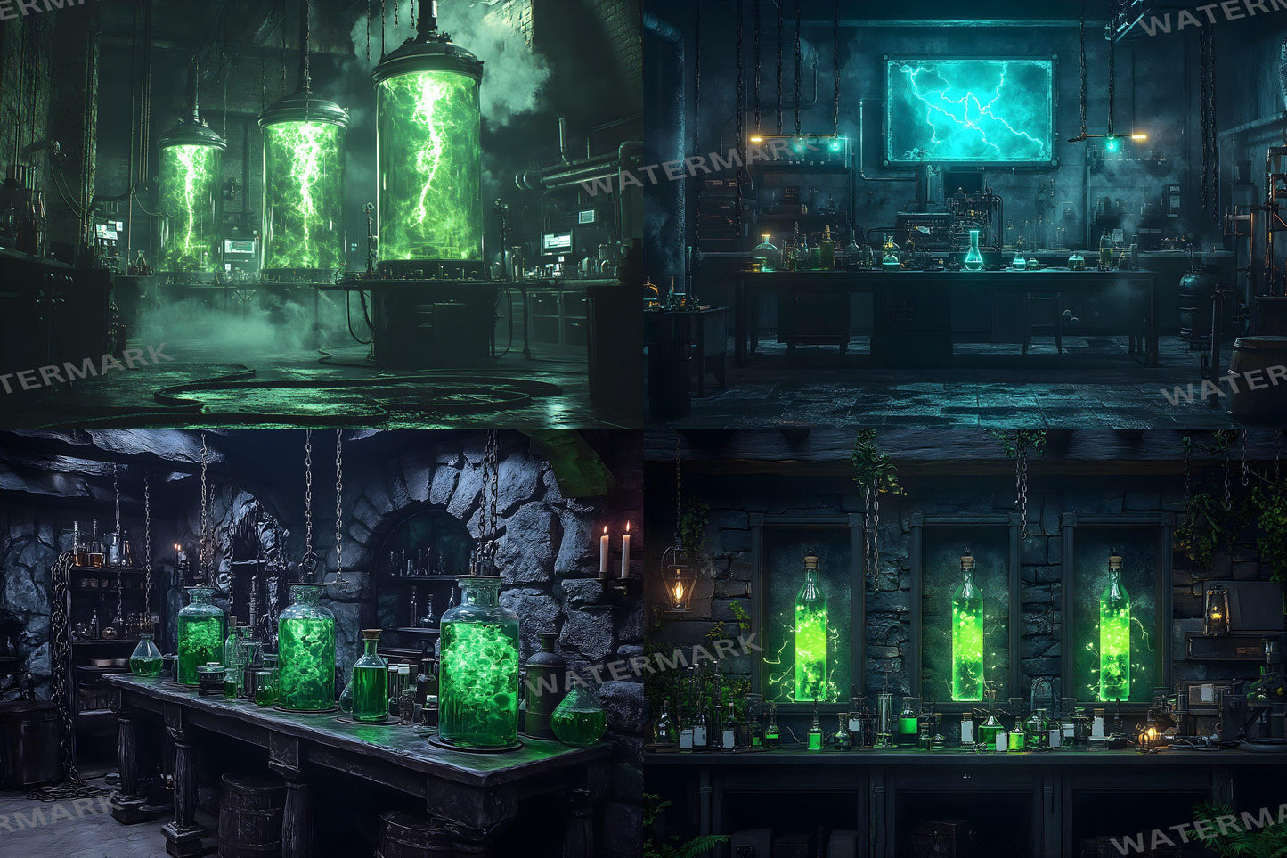 Mad Scientist Lab Backdrop, Dark Science Laboratory, Gothic Alchemy Room, Spooky Halloween Decor, Sci-Fi, Steampunk, Haunted Lab Backdrop