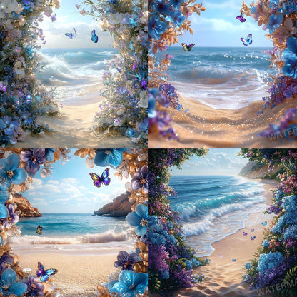 Shimmering Shoreline Backdrops - Digital Beach Backgrounds for Photography, Photoshop Overlays, Portraits, Products - Tropical Backdrops