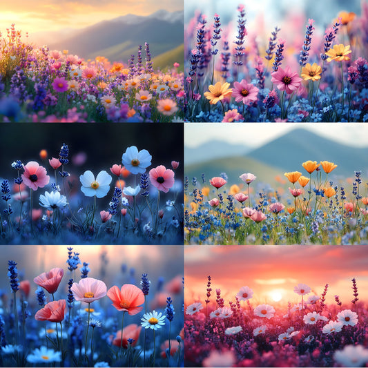 Wildflower Meadow Digital Backdrop, Whimsical Photography Background, Photo Prop, Floral Scene for Portrait Photography, High-Res Images