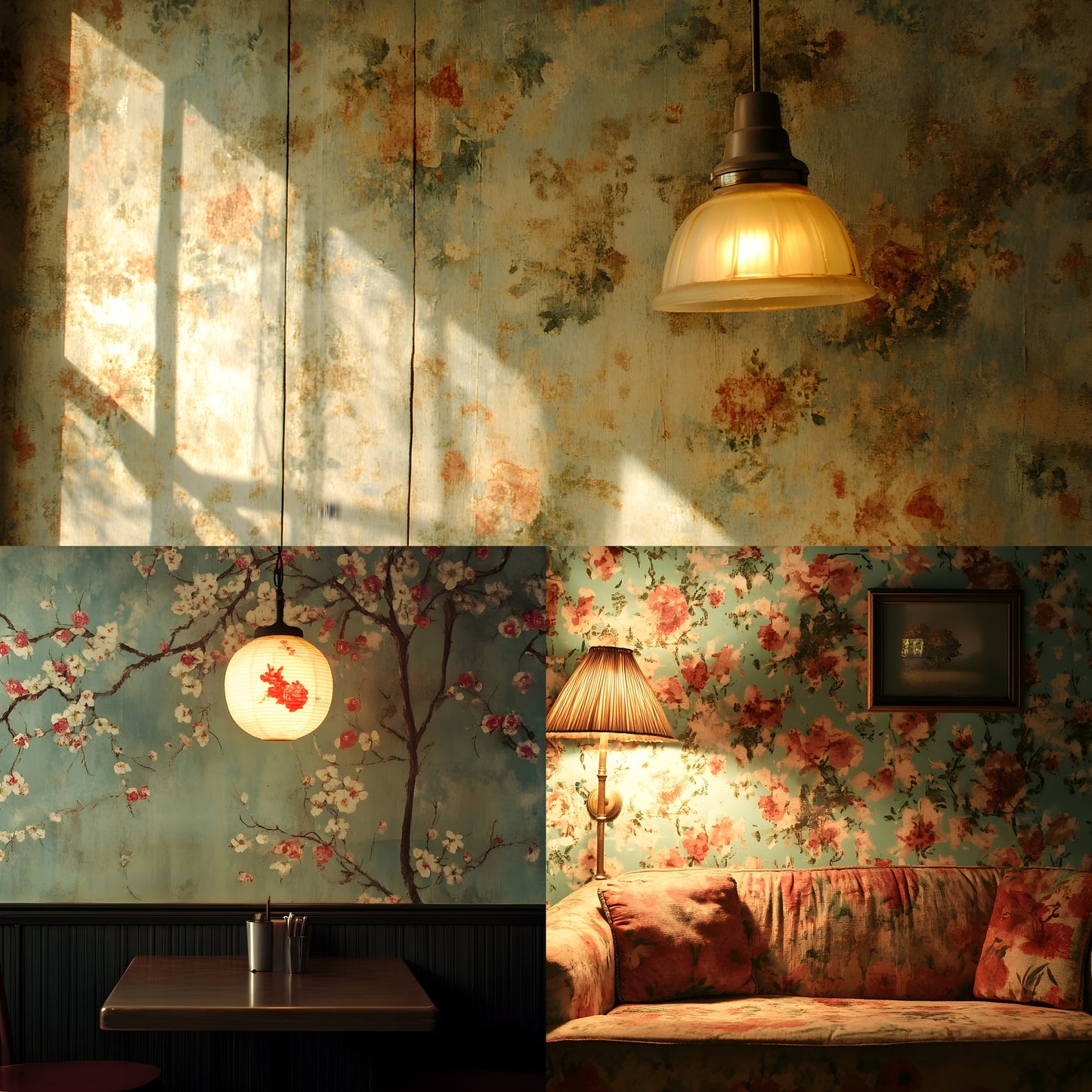 Vintage Wallpaper Room Digital Backdrop, Photography Backgrounds, Antique Interior Photo Prop, High-Res Image for Photographers