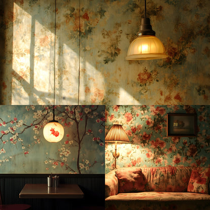 Vintage Wallpaper Room Digital Backdrop, Photography Backgrounds, Antique Interior Photo Prop, High-Res Image for Photographers