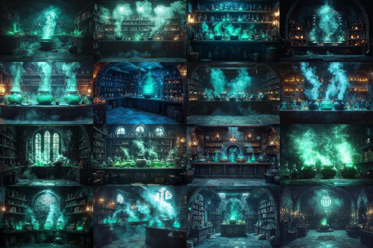 Witch Potion Room - 4High-Resolution Witchcraft Photography Backdrops for Photoshop - Unique Digital Backgrounds