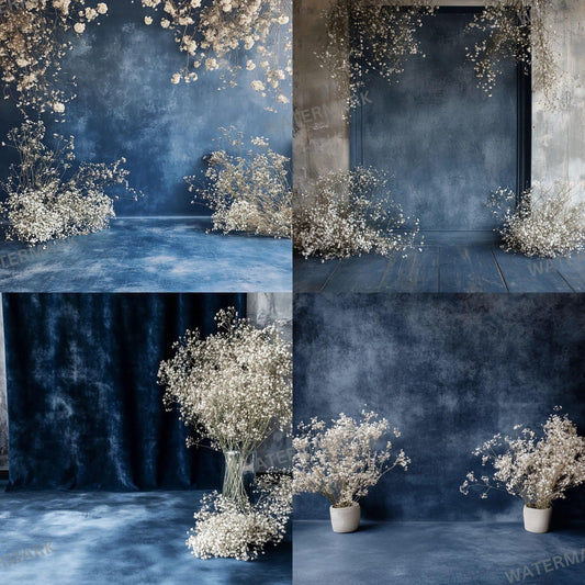 Blue Floral Backdrops, Vintage Flower Backgrounds, Digital Blue Backdrops, Wedding Photo Props, Rustic Floral Scenes, Instant Download