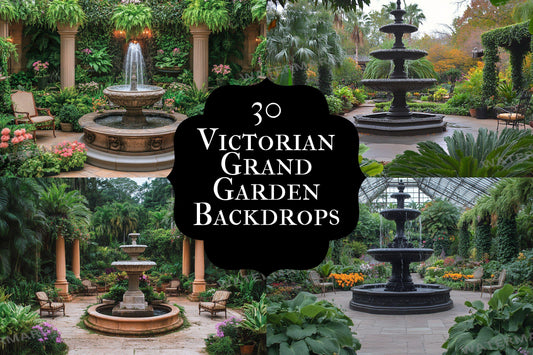 Victorian Garden Backdrop: 3PNGs for Portrait Photography Props, Historical Outdoor Photo Editing, Elegant Floral Digital Backdrops.