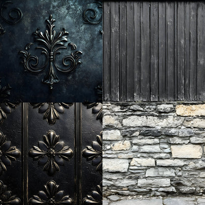 Vintage Black Textured Wall Digital Backdrop, Dark Photography Background for Portrait, Grunge Photo Booth, Moody Fine Art Texture