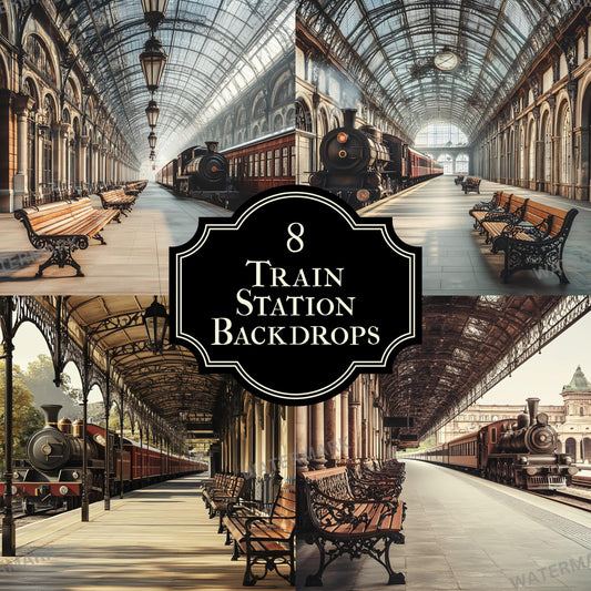 Wizarding School Train Station Backdrops | Magical Platform Backgrounds for Digital Art & Photo Editing