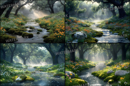 Woodland Botanical Digital Backdrop Set, Photography Backgrounds, Enchanted Forest Photo Overlays, Nature Inspired Scene, Dreamy Photo Design