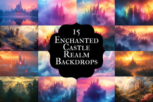 Enchanted Castle Realm Backdrop: 1PNGs for Fairy Tale Kingdom Photos, Magical Palace Architecture Scene, Fantasy Princess Digital Backdrop