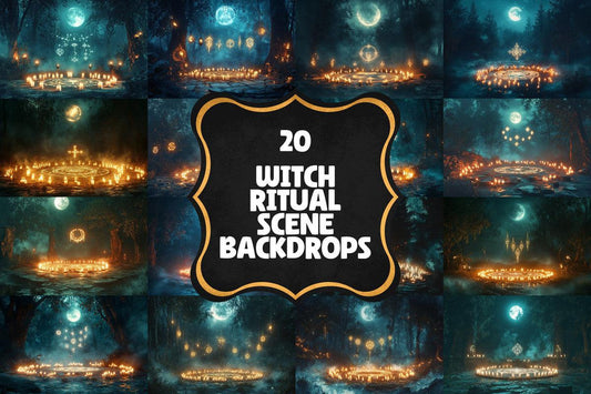 Witch Ritual Scene - Witchcraft Photography Backdrops - Photoshop - Wizard Backgrounds - Overlay - Story Backgrounds - School of Wizarding