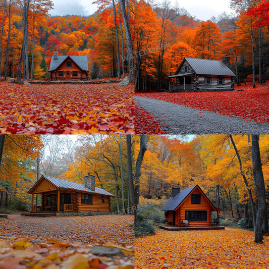 Woodland Cabin Digital Backdrops - Rustic Forest Photo Backdrops, Photographers, Newborn, Maternity, and Family Portraits - Leafy Forest
