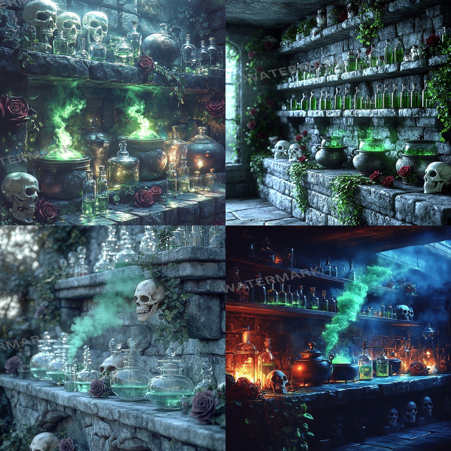 School of magic digital backdrops, fantasy wizard overlays, magical PNG backgrounds for photography, cosplay portraits, green screen use