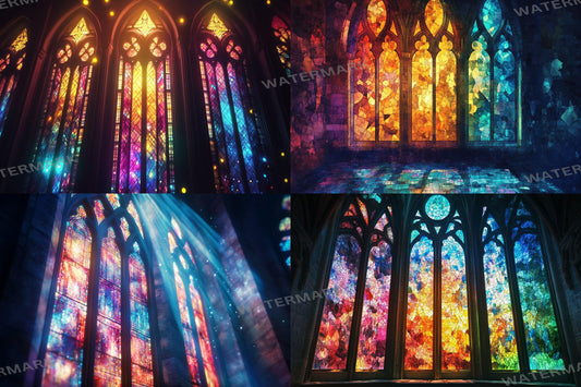 Stained Window streaming background, 16:9 ratio. Beautifully colored glass, perfect for TV wallpaper or digital backdrops