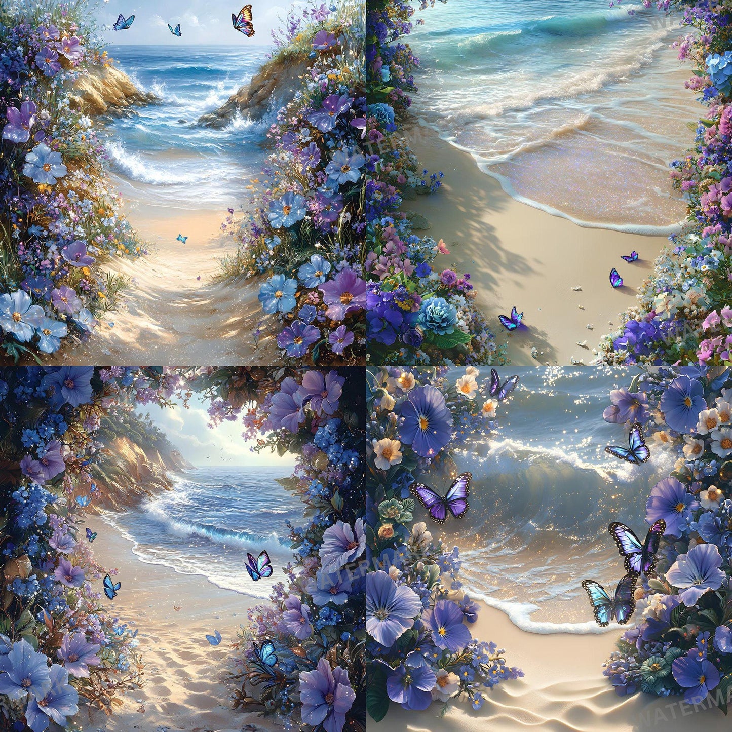 Shimmering Shoreline Backdrops - Digital Beach Backgrounds for Photography, Photoshop Overlays, Portraits, Products - Tropical Backdrops