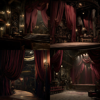 Abandoned Victorian Theater Digital Backdrop, Moody Interior Photography Background, Stage Set, Gothic Theater Design, Dark Academia Digital Art