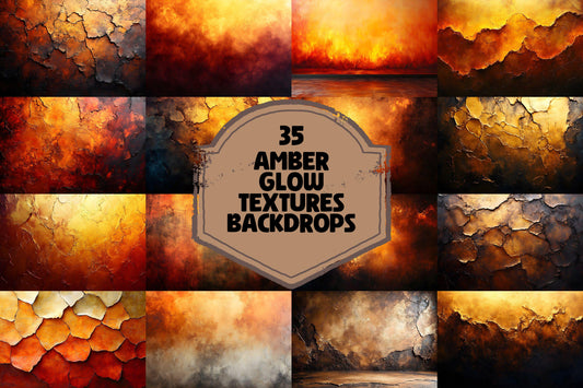 Amber Glow Textures - Warm Digital Backdrops & Abstract Grunge Overlays for Photography, Photoshop, Master Overlays, Portrait Studio