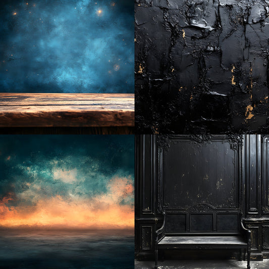 Vintage Black Textured Wall Digital Backdrop, Dark Moody Photography Background for Portrait Landscape, Grunge Texture Photo Booth Prop, Fine Art