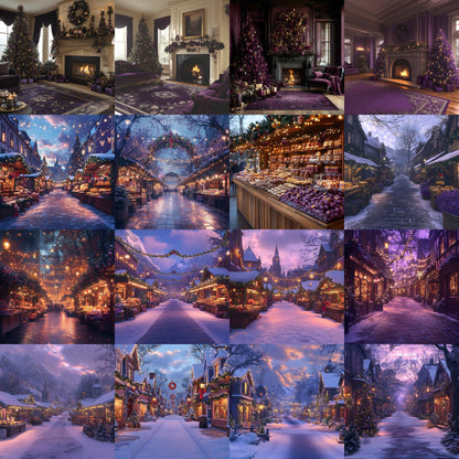 Amethyst Christmas Backdrops | Violet, Purple Christmas Festive Backdrops, Holiday Season Christmas Background