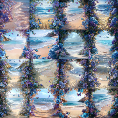 Shimmering Shoreline Backdrops - Digital Beach Backgrounds for Photography, Photoshop Overlays, Portraits, Products - Tropical Backdrops