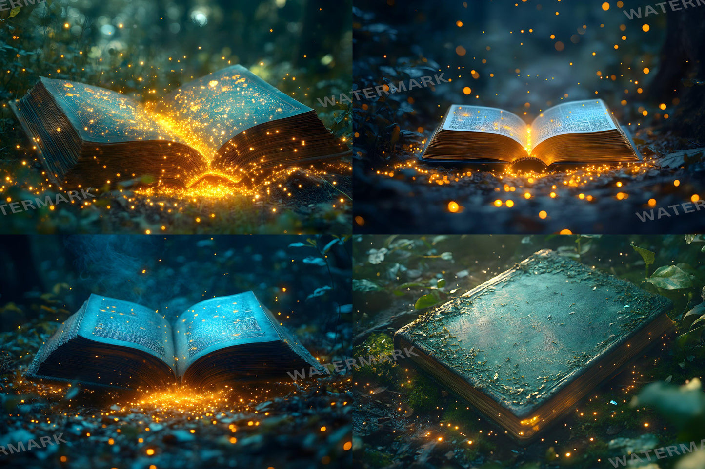 Books Wonderland Enchantments Digital Backdrop Set - Magical Glowing Book Backgrounds for Fantasy Fairy Tale Photoshop Composite Photography