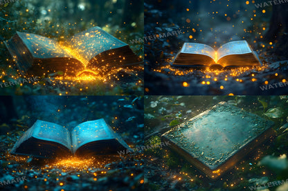 Books Wonderland Enchantments Digital Backdrop Set - Magical Glowing Book Backgrounds for Fantasy Fairy Tale Photoshop Composite Photography