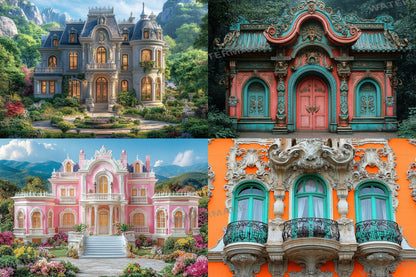 Baroque House Backdrop for Grand Manor & Chateau Deauville Autumn Scene | Victorian Era Fairytale Historic European Home Mansion Prop