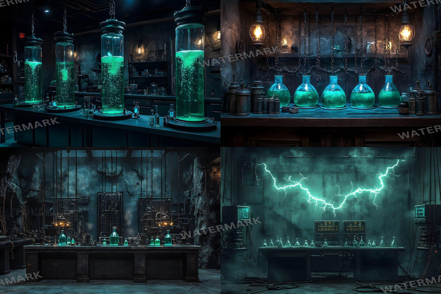 Mad Scientist Lab Backdrop, Dark Science Laboratory, Gothic Alchemy Room, Spooky Halloween Decor, Sci-Fi, Steampunk, Haunted Lab Backdrop