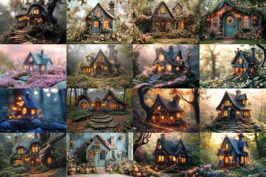 Ethereal Fairy House Backdrops for Digital Art and Photography - Warm Inviting Aesthetic PNGs 00x00px  Ideal for Artists  Designers