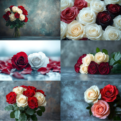 White Red Roses Photography Backdrop, Classic Floral Background, Wedding Photo Booth, Digital Download, for Stunning Portraits