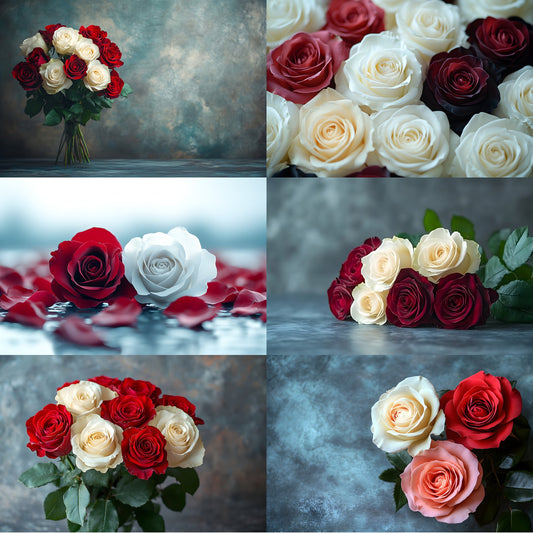 White Red Roses Photography Backdrop, Classic Floral Background, Wedding Photo Booth, Digital Download, for Stunning Portraits