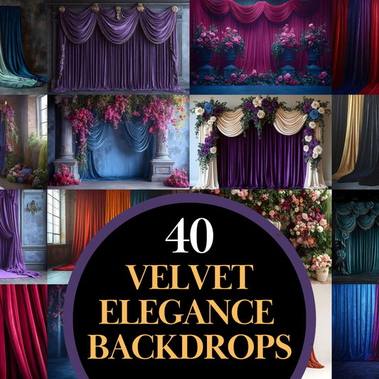 Velvet Elegance Backdrops | Luxurious Digital Backgrounds | Opulent Vintage Room Photography Backdrops | Wedding & Maternity Backdrops
