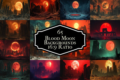 Blood Orange Moon streaming background, 16:9 ratio. Dark sky with a fiery orange moon, perfect for TV wallpaper or digital backdrops