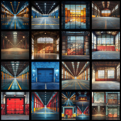 Warehouse Sports Digital Backdrop, Grunge Industrial Background for Photography, Photo Booth Prop, Sports Team Photo Overlays