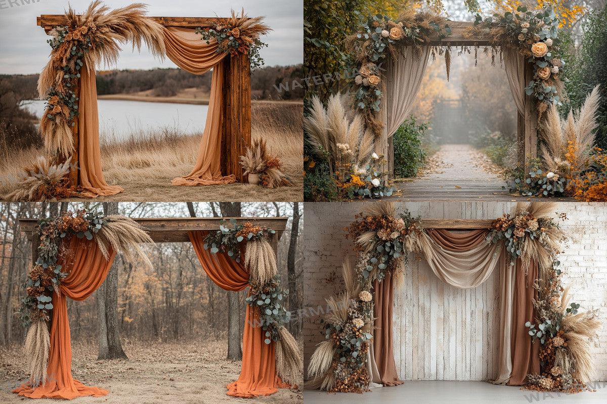 Boho Natural Wood Arch Backdrops for Photography - Warm Aesthetic Master Overlay PNGs - Digital Art  Design 00x00px