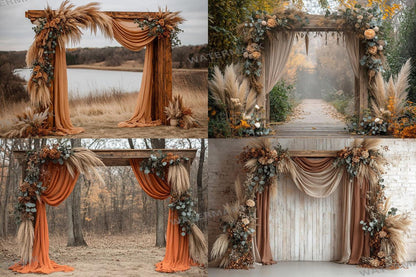 Boho Natural Wood Arch Backdrops for Photography - Warm Aesthetic Master Overlay PNGs - Digital Art  Design 00x00px