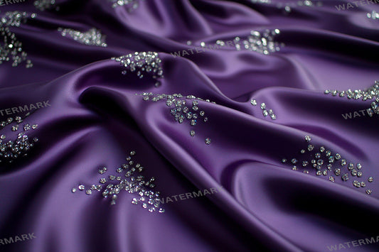Purple Satin Embellished Backdrops | Digital Luxury Fabric Scenes | Glamour & Fantasy Photography Backgrounds - Purple Backdrops