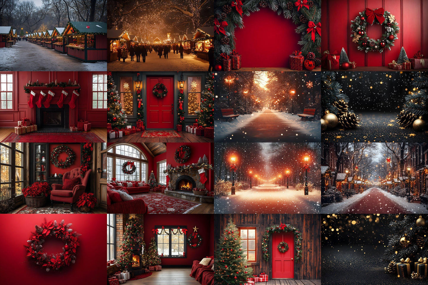 Christmas Backdrop, Digital Backdrop, Santa Christmas Backdrop For Kids Family, Festive Digital Download Christmas Background