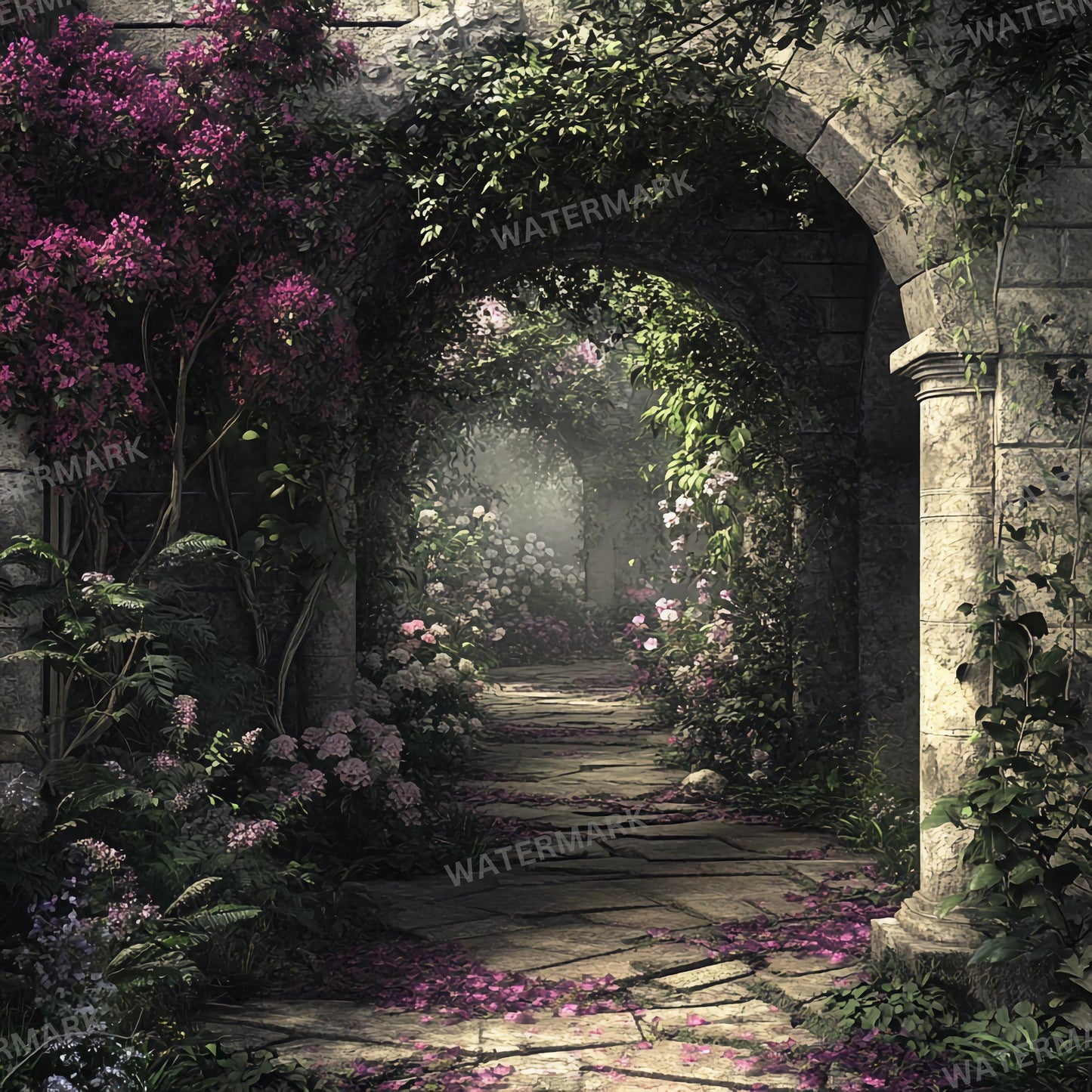 Secret Garden Digital Background, Forest Tree, Digital Backdrop, Nature, Photoshop Composite, Floral Background, Flower Garden backdrops