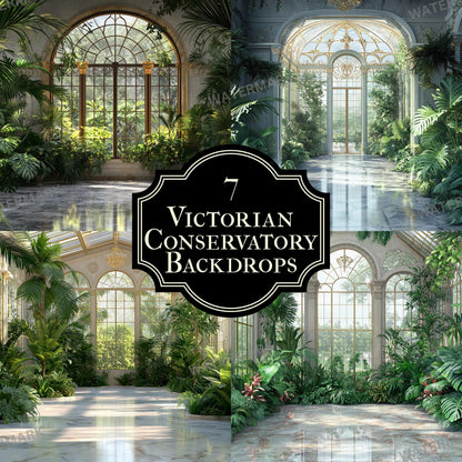 Victorian Conservatory Backdrops | Vintage Greenhouse Backgrounds | Digital Download