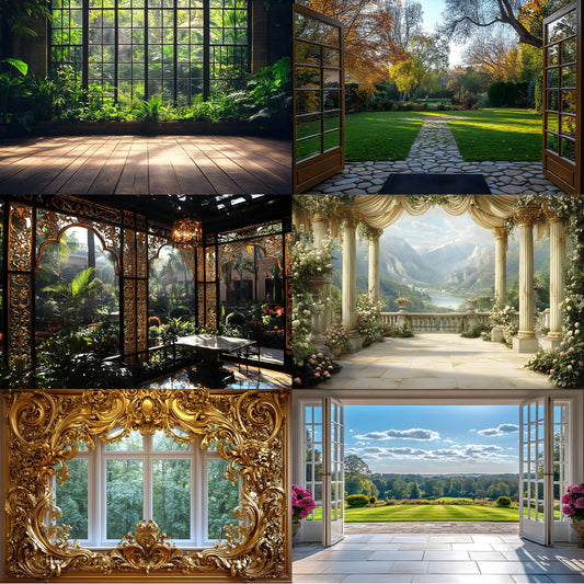 Royal Gold Garden Digital Backdrop, Studio Photography Backgrounds, Elegant Photo Booth, Fantasy Portrait Images, Wedding Photoshoot