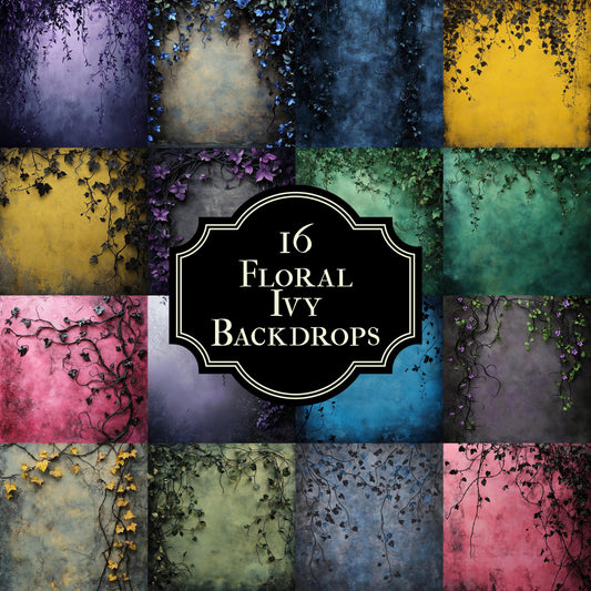 Floral Ivy Backdrops - Photography Backdrops for Portraits, Product Photography, and More - Includes Various Colors and Textures