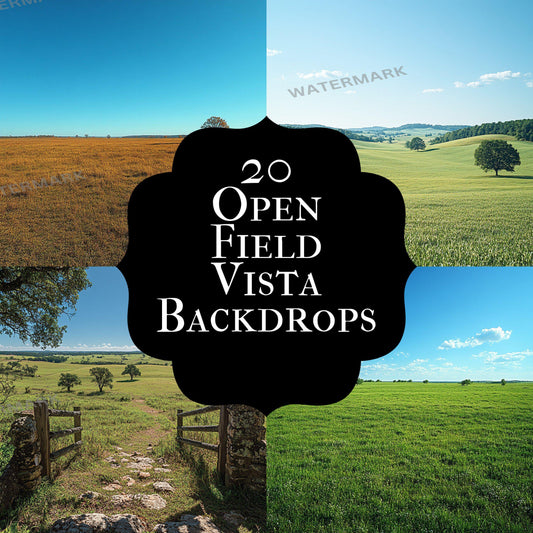 Open Field Vista Backdrop: 2PNGs for Beautiful Photography, Expansive Scenic Landscapes, Outdoor Digital Backdrops