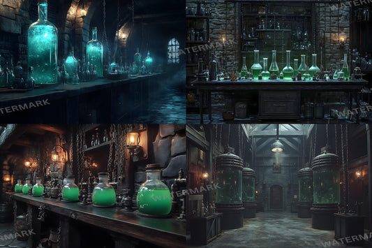 Mad Scientist Lab Backdrop, Dark Science Laboratory, Gothic Alchemy Room, Spooky Halloween Decor, Sci-Fi, Steampunk, Haunted Lab Backdrop