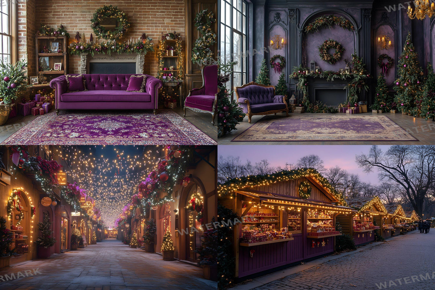 Purple Christmas Backdrops, Christmas Background, Digital Christmas Wallpapers, Photoshop, Photography Backdrops - 3:2 Ratio