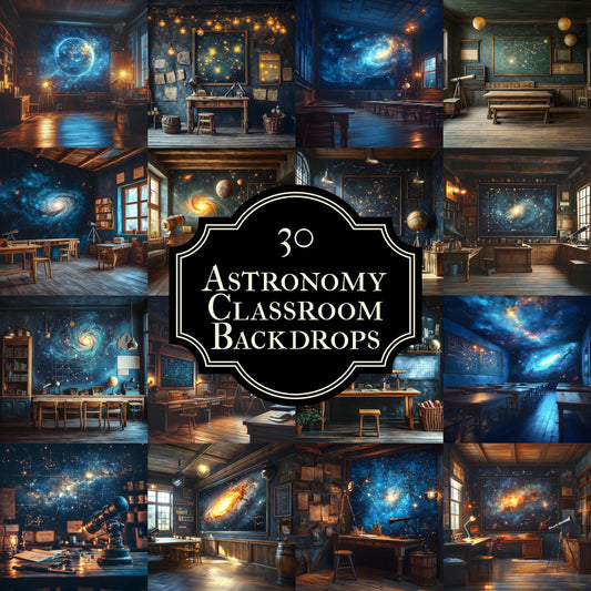 Wizarding School Astronomy Classroom Backdrops - Magical Digital Backgrounds - Witchcraft, School of Magic Background - Photoshop Overlay