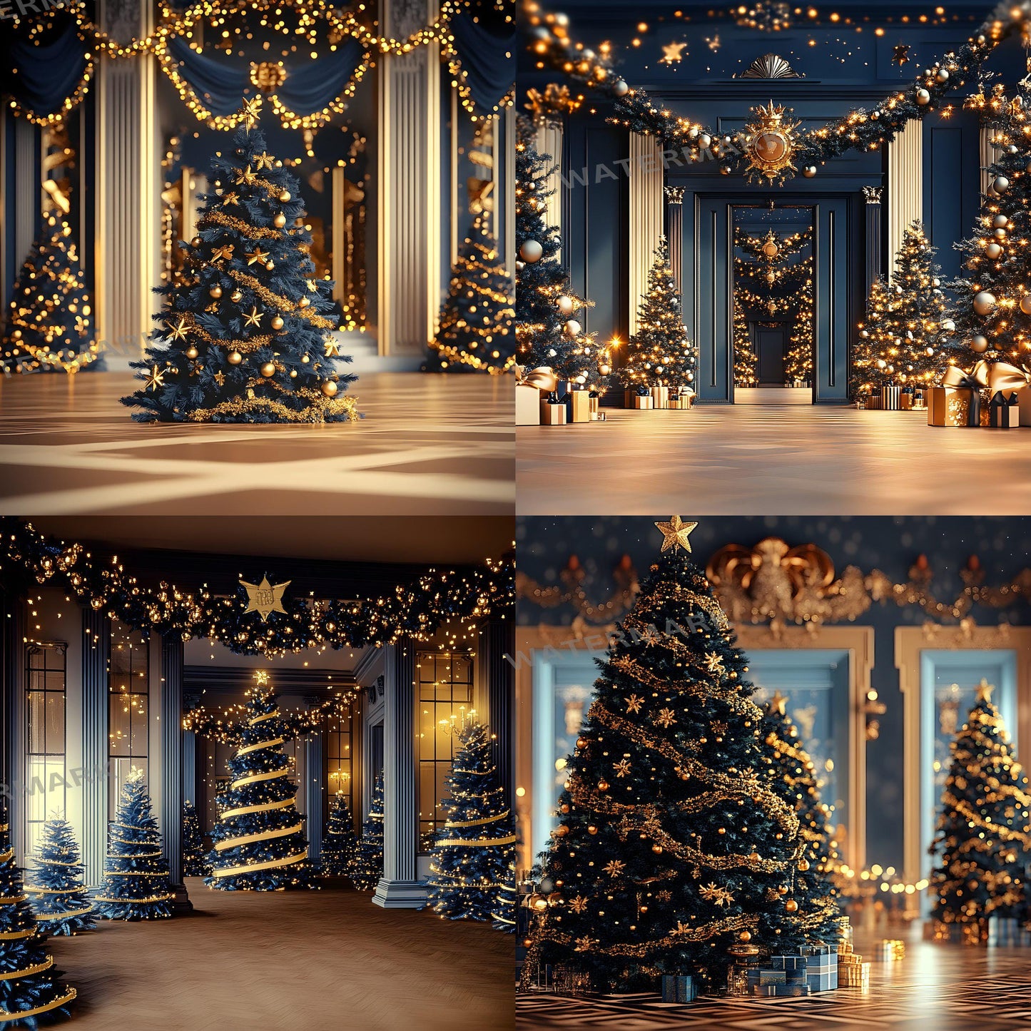 Blue Christmas Backdrops | Digital Icy Holiday Backgrounds | Winter Xmas Scenes | Christmas-backdrop