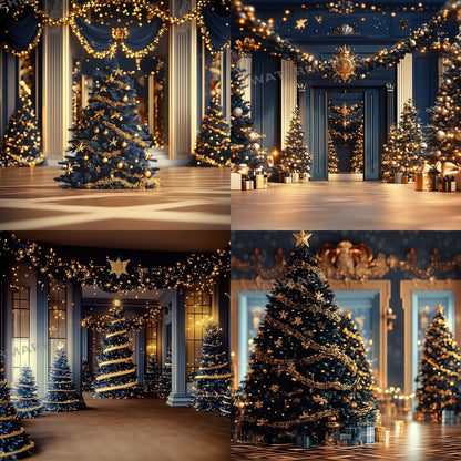 Blue Christmas Backdrops | Digital Icy Holiday Backgrounds | Winter Xmas Scenes | Christmas-backdrop