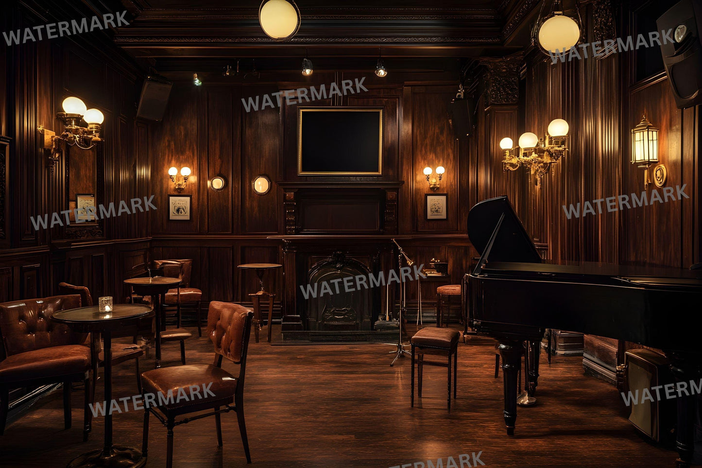 Jazz Club Photography Backdrops - 1JPGs | Speakeasy Digital Backgrounds, Piano Bar Photo Overlays, Moody Interior Studio Props