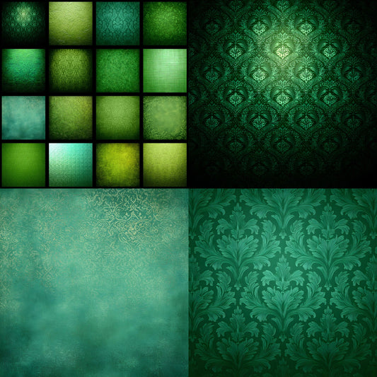 Vintage Green Patterned Digital Backdrop, Square Photography Background for Product, Food, Social Media, and Online Shop Product Photo Backgrounds