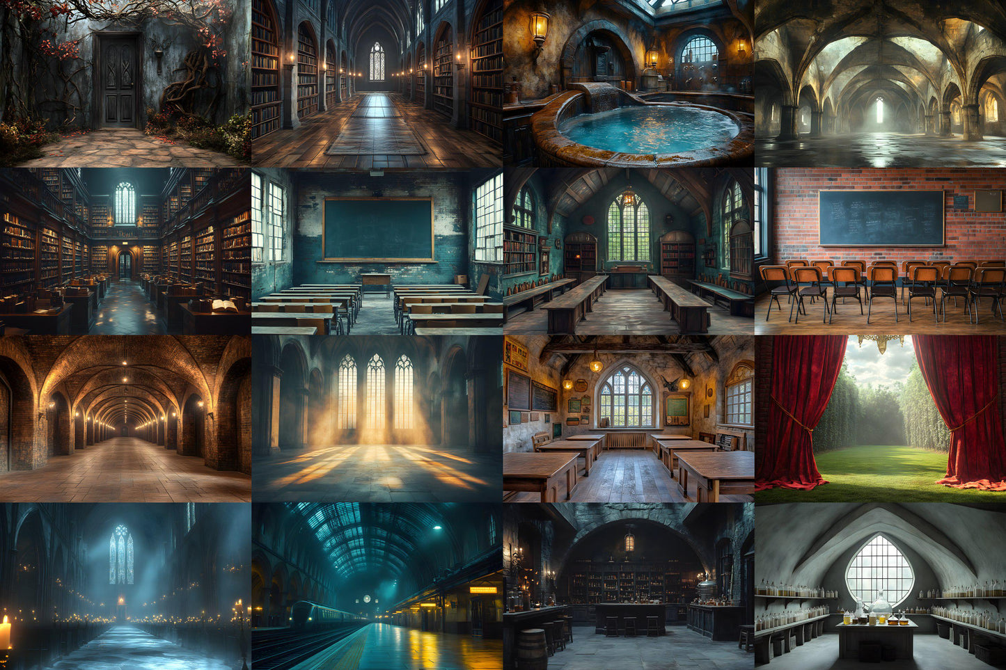 Wizarding School Backdrop Collection - Magical PNG Graphics for Crafts - High-Quality 00x00px Commercial Use Images